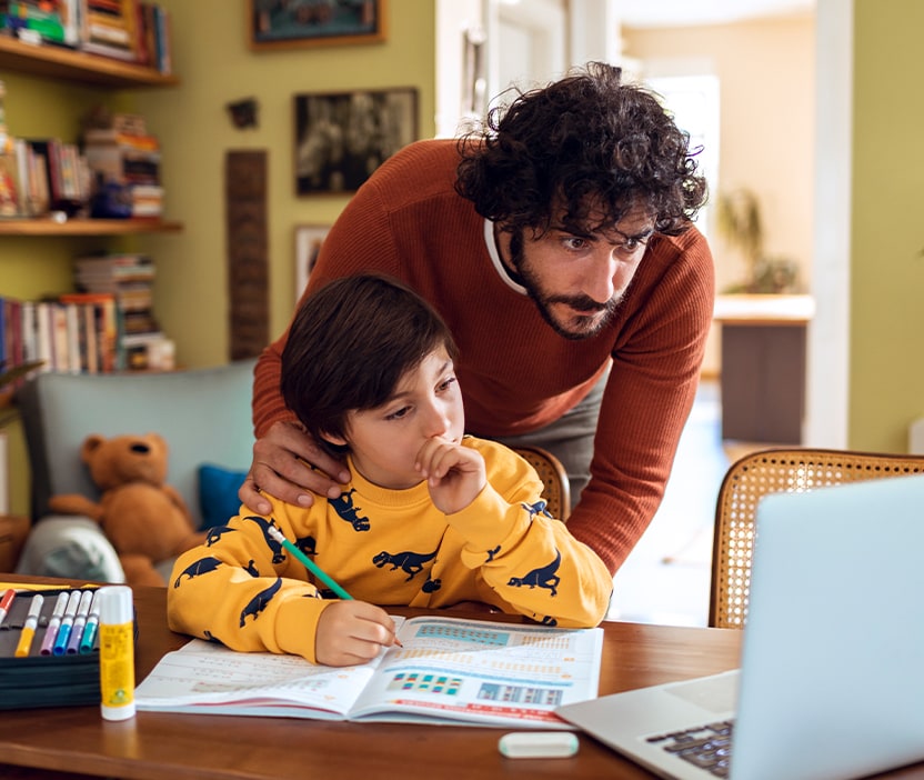 A father shows his child tips for to being Cyber Safe when he goes back to school.