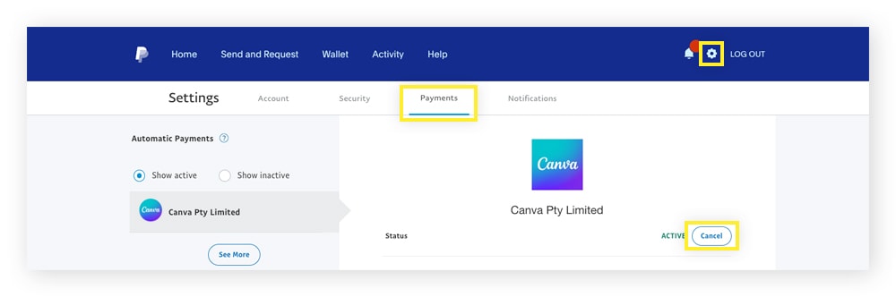 Stopping recurring subscriptions and other repeating payments on desktop before canceling a PayPal account.