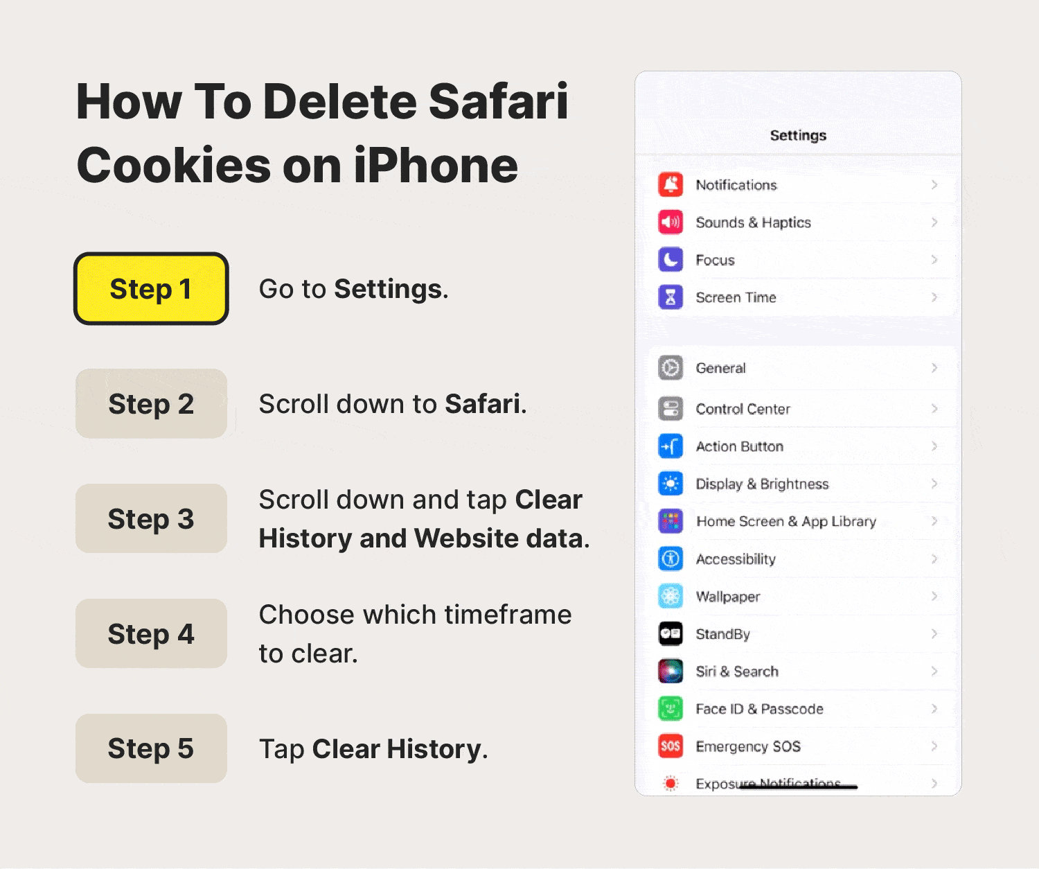 A screen recording showing how to delete Safari cookies on iPhone.