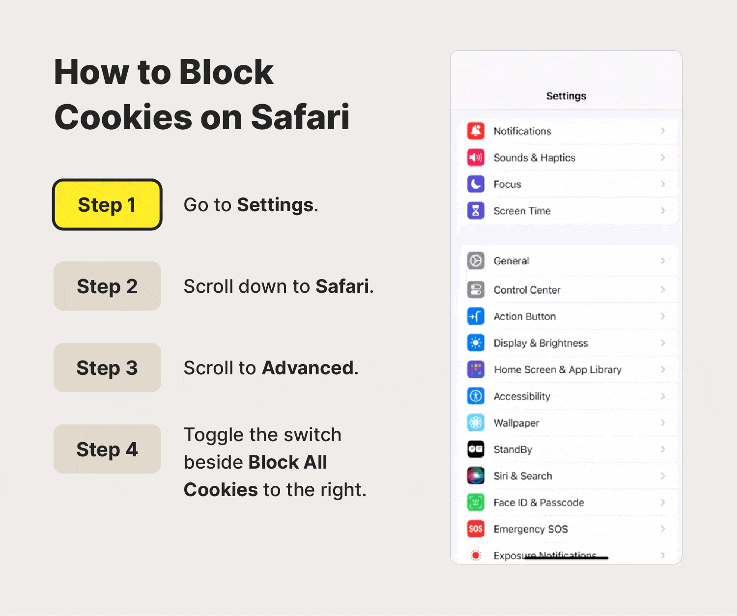 A screen recording showing how to block Safari cookies on iPhone.