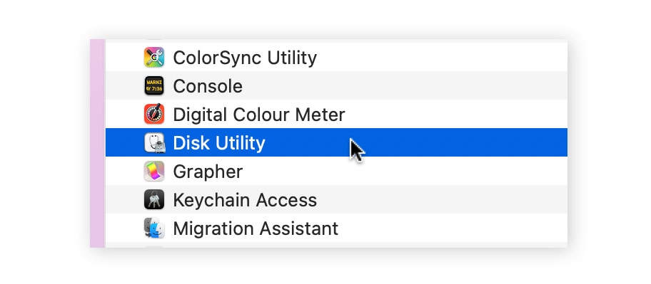 Go to Finder, Applications, Utilities, and Disk Utility.