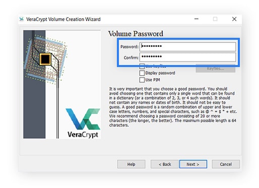 Create a strong password to protect your folder, then click Next.