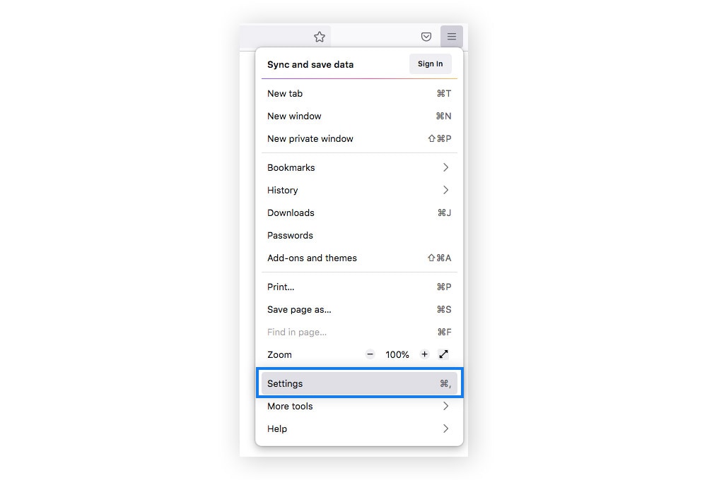 Opening Firefox browser settings to enable secure DNS.