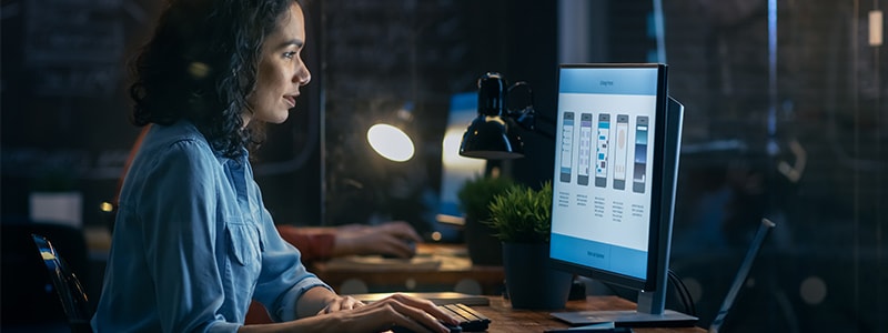 woman working on desktop