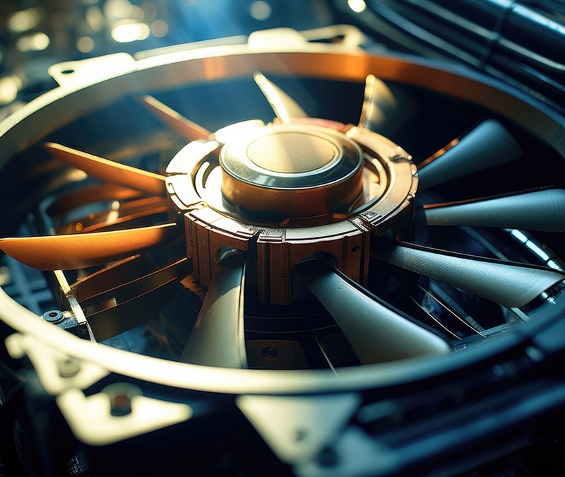 A computer fan making a loud noise.